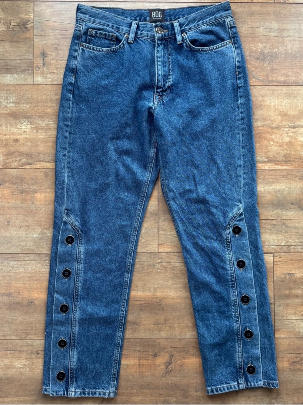 BDG Urban Outfitters High Rise Button Detail Straight Leg Jeans Size 27
